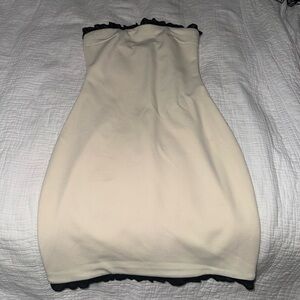 White Fox Boutique Cream dress with Black Trim